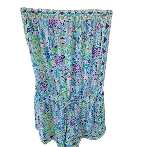 Lilly Pulitzer Rikki Strapless Romper In Ibiza Open Water Blue Size S Summer - Picture 2 of 13